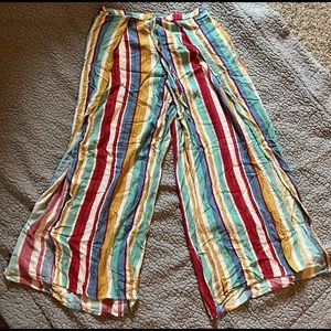 colorful striped flare pants